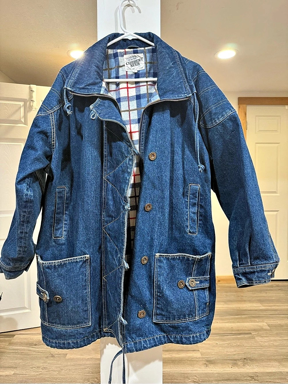 Vintage coat Current Season Denim Plaid-Lined Jacket Size Large